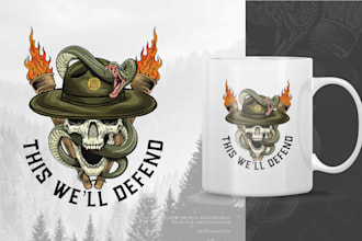 create a custom illustration vintage mug design