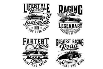 design high quality retro t shirt classic racing car logo