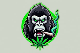 design realistic gorilla smoking logo for you with unlimited revision