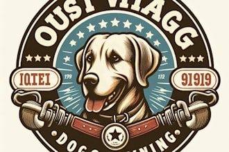 design high quality dog training vintage logo with t shirt design