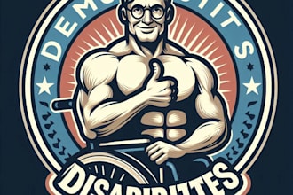 design high quality disabilities vintage logo with t shirt design