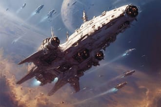 draw scifi spaceship, spaceship model, hard surface model