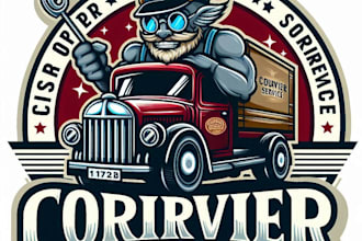 design high quality truck courier service vintage logo with t shirt design