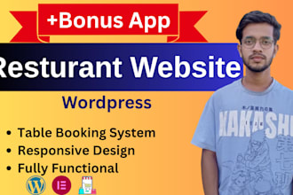 develop restaurant wordpress website with app, responsive restaurant website