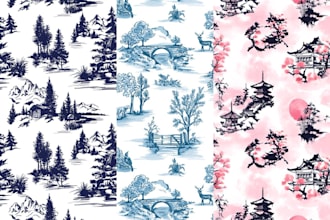 toile and landscape textile, wallpaper design