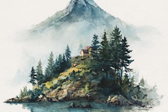 draw a watercolor landscape illustration