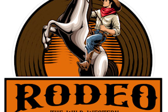 do custom vintage hand drawn rodeo and business logo design