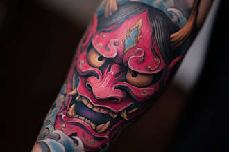 design a japanese hannya mask tattoo for you