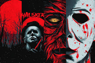design vintage halloween horror movie poster