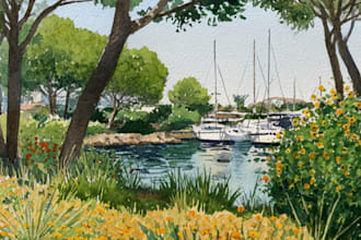 draw original watercolor landscape or architecture art