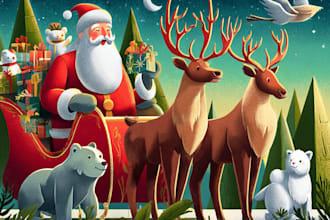 create a festive christmas illustrations for your holiday