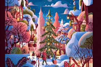 do you christmas illustrations for cards covers and gift