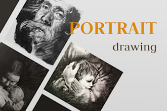 create a hand drawn portrait in pencil, ink, or watercolor