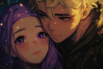 create anime couple scene inspired by your story