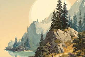 draw a watercolor landscape illustration