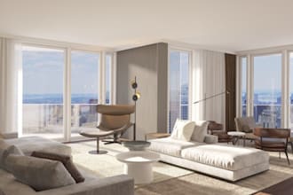 design cgi luxury interior, house, bedroom, modern kitchen, living room render