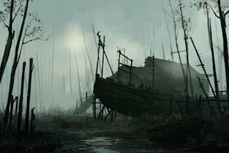 do mystical horror dark environment concept art or landscape