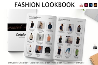 design product lookbook, line sheet, sell sheet, clothing catalog, catalogue