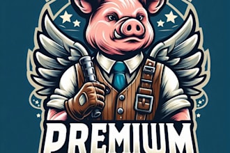 design high quality premium pig mascot logo with t shirt design
