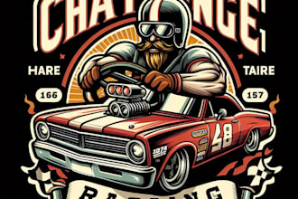 design high quality vintage classic racing car logo with t shirt design