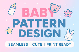 create cute baby pattern designs for clothing, kidswear and fabric prints