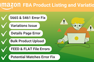 do amazon fba product listing with variations or fix 5461, 5665, 8572