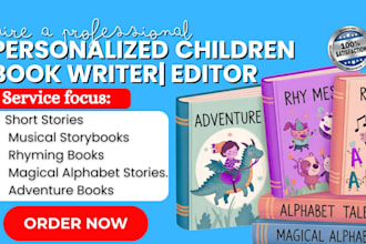 write personalized children stories, rhyming books, musical and adventure tales