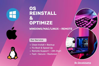 reinstall and optimize windows, mac or linux