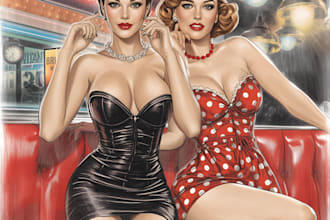 pin up girl and pin up girl illustration
