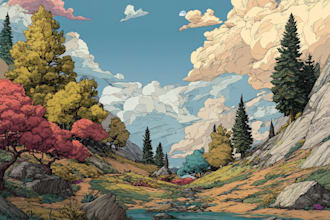 draw a watercolor landscape illustration