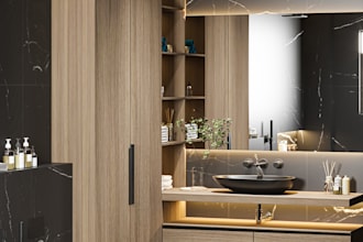 do realistic bathroom 3d rendering and interior design