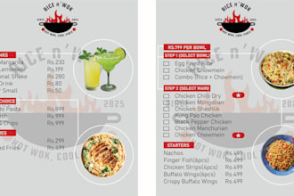 design restaurant menu card and price list