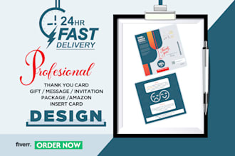 thank you, insert card, gift, message, invitation, package, product design