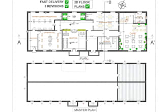 draft 2d architectural floor plans and  drawings in autocad