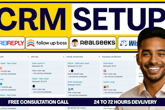setup follow up boss crm, real geeks automation, pipelines, rei reply website