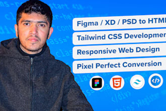 convert figma, xd, PSD design to HTML tailwind