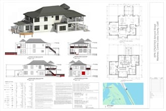 city permit blueprints architect, house plans, adu, garage, deck, patio, sunroom
