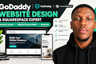build godaddy website design, godaddy website development squarespace expert