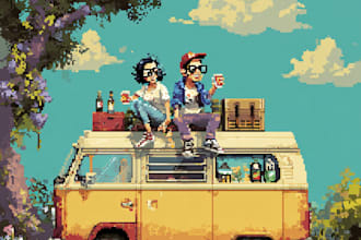 create retro pixel art animated videos