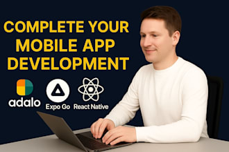 complete your rork mobile app development, adalo, expo go, react native, flutter