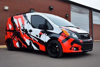 draw a professional car wrap design or vehicle wrap design