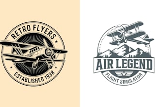 make vintage retro aviation badge airplane logo design