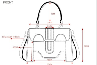 make technical drawings of bag tech pack, backpack, bag tech pack