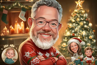 get a festive cartoon portrait for christmas