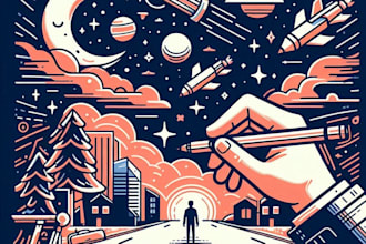 draw awesome line art and silhouette vector illustration
