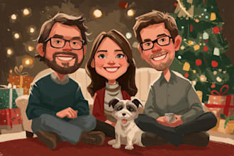 draw christmas cartoon caricature