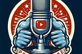 vintage microphone logo  mascot for podcast youtube  with t shirt  design
