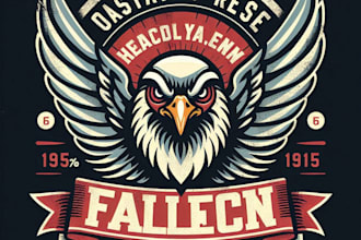 make a vintage retro falcon wings logo mascot  t shirt design