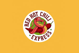 design red hot chili fusion emblem logo