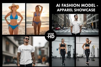 design stylish men swimwear activewear tracksuit joggers bikini etc on ai models